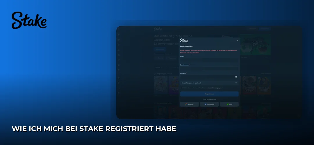 Wie ich mich bei Stake registriert habe